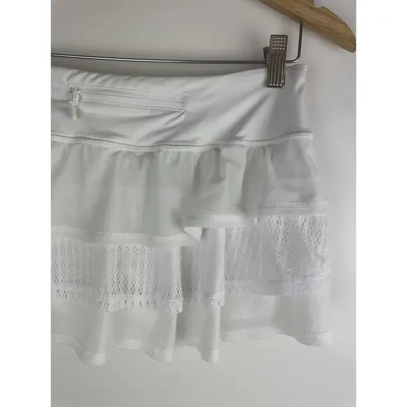 Lululemon Run Nothing to Hide Mini Micro Skort Skirt Shorts Tiered White Size 6 - Picture 11 of 16